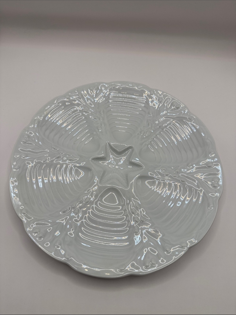 Dansk White Oyster Plate Star Center Coastal Seafood Serving Platter